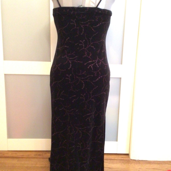 Jalate Vintage Double Side Slit Body-con Black/Burgundy Floral Print Dress - Picture 3 of 5